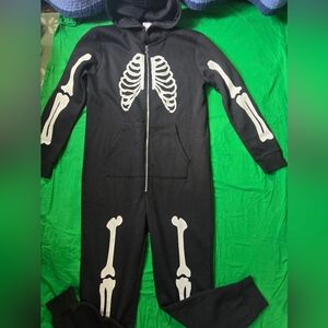 Forever 21 Women Skeleton Hoodie Black Jumpsuit Size Large